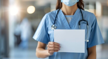Healthcare Professional Holding Blank Document in Hospital Setting