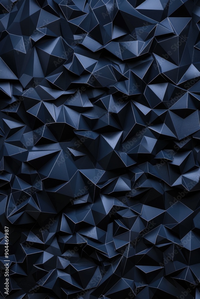 Poster A group of triangular shapes in dark blue color placed on a black background