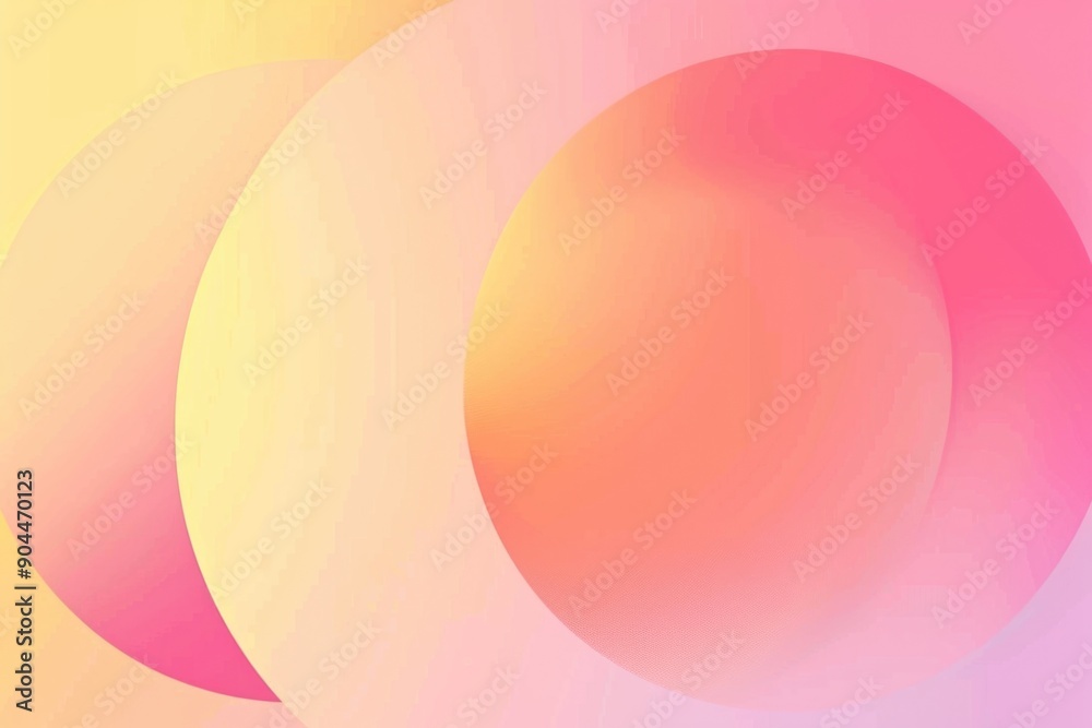 Poster a detailed view of two concentric circles against a bright pink and yellow background