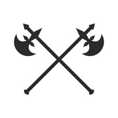 Long Axes icon. Crossed Long Axes isolated on white background. Long Axes Silhouette. Vector illustration
