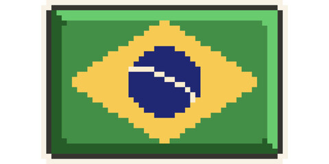 Brazil, America and the Caribbean flag, Pixel Art, Retro 8 bit game style