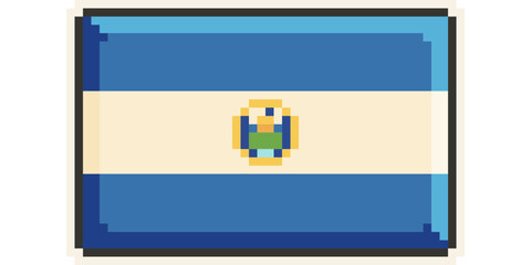  El Salvador, America and the Caribbean flag, Pixel Art, Retro 8 bit game style