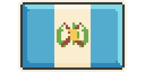 Guatemala, America and the Caribbean flag, Pixel Art, Retro 8 bit game style