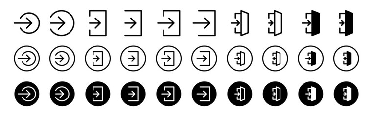 Login icon set. Logout vector icon collection for web, mobile apps.