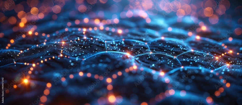 Wall mural abstract digital network with glowing nodes