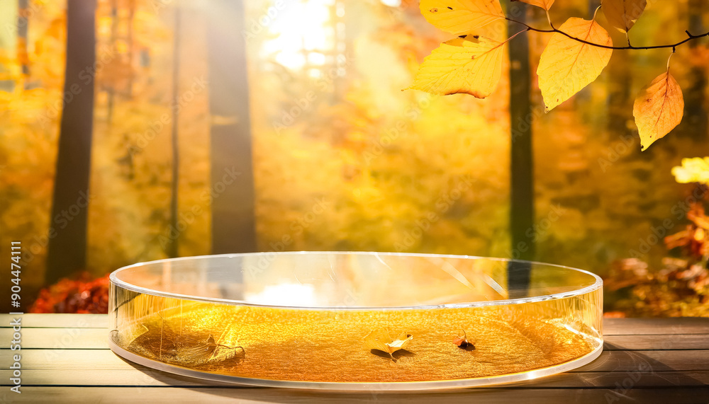 Poster Golden Autumn Display with Glass Plate