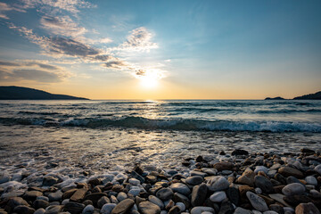a sunset on the sea beach