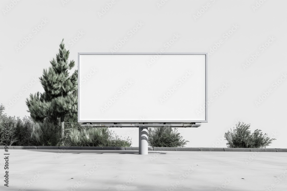 Aufkleber this blank billboard with a simple frame is positioned in an outdoor environment, surrounded by natu