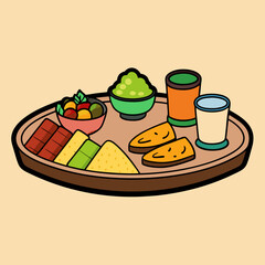 Explore Mexican Cuisine Detailed Illustration of a Diverse Food Platter