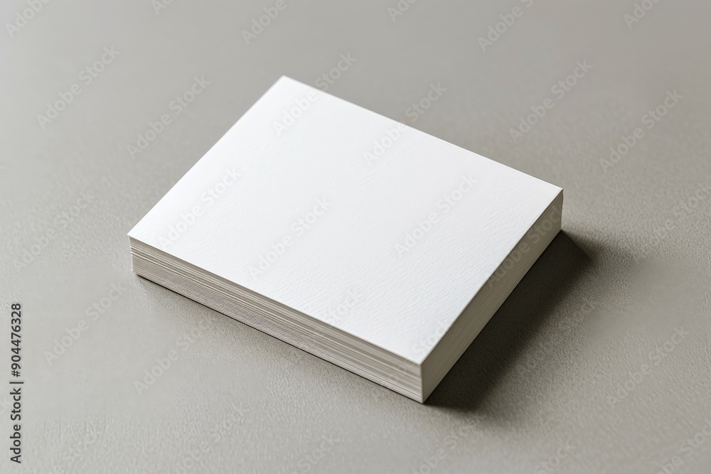 Leinwandbilder A neat stack of white rectangular sheets of paper is displayed in a minimalistic view, showcasing a clean and organized aesthetic with a focus on simplicity and elegance.