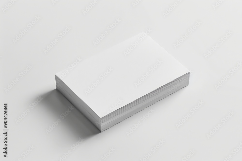 Poster A stack of neatly arranged white blank business cards is displayed on a minimalistic neutral surface, emphasizing simplicity, cleanliness, and readiness for customization.