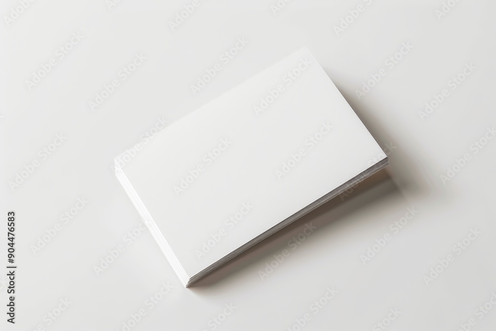 Leinwandbilder stacked blank white cards lying on a smooth white surface, highlighting themes of simplicity and pot