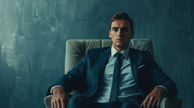 A well-dressed businessman sits confidently, wearing an elegant suit, exuding a professional aura in his official photo.