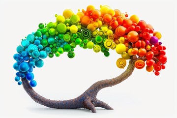 Obraz premium Vibrant Drip Paint Brain Lightbulb Illustrating Fluid Thought Processes and Creative Flow.