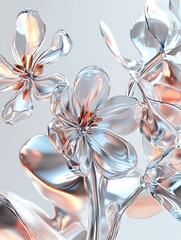 digital chrome flowers
