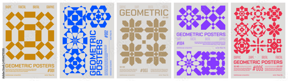 Poster geometric art colorful trendy poster, abstract kaleidoscope composition graphic in y2k aesthetics, v