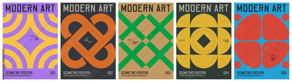 Poster modern art colorful trendy poster, abstract geometric composition graphic in y2k aesthetics, vector 