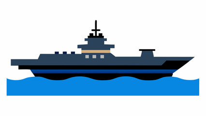 Majestic Aircraft Carrier in Open Waters Stunning White Background Illustration