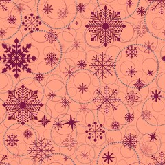 Christmas ice scribble seamless snowflakes pattern for wrapping paper