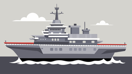 Majestic Aircraft Carrier in Open Waters Stunning White Background Illustration