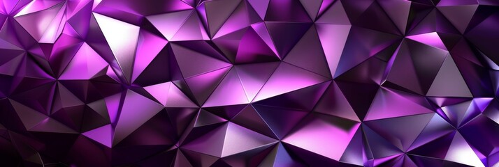 Obraz premium An Abstract Purple Geometric Background Featuring Shiny Triangles, Perfect for Various Uses