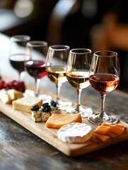 Naklejka premium wine glasses and cheeses