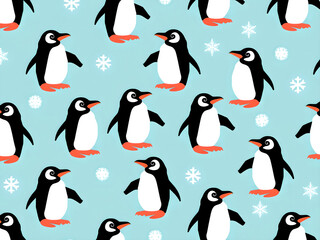 Obraz premium Penguins on a light blue background