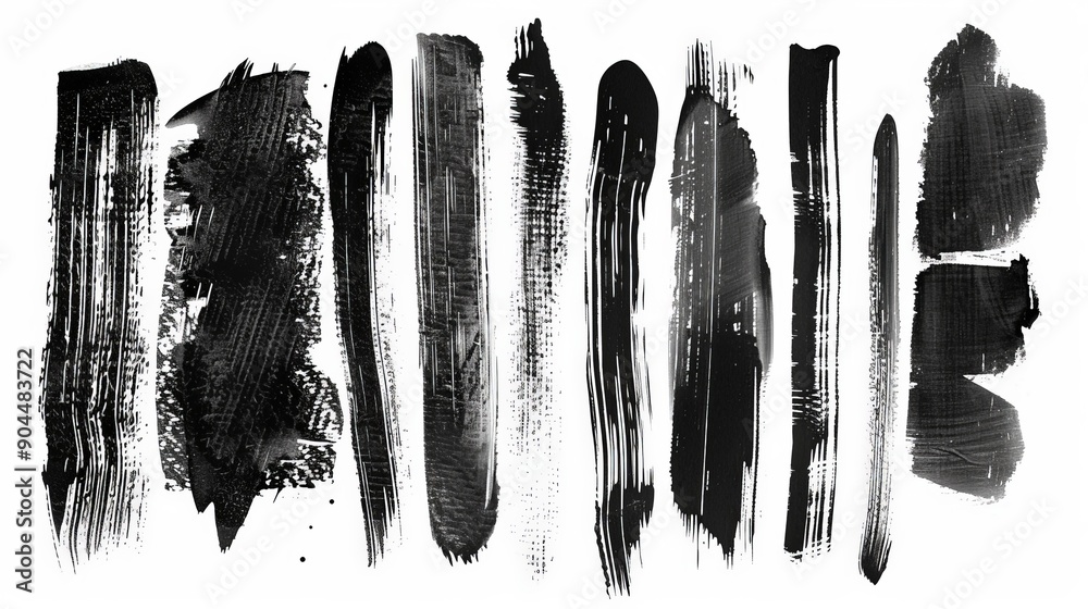 Aufkleber this image displays vertical black brush strokes on a clean white background, capturing a modern and