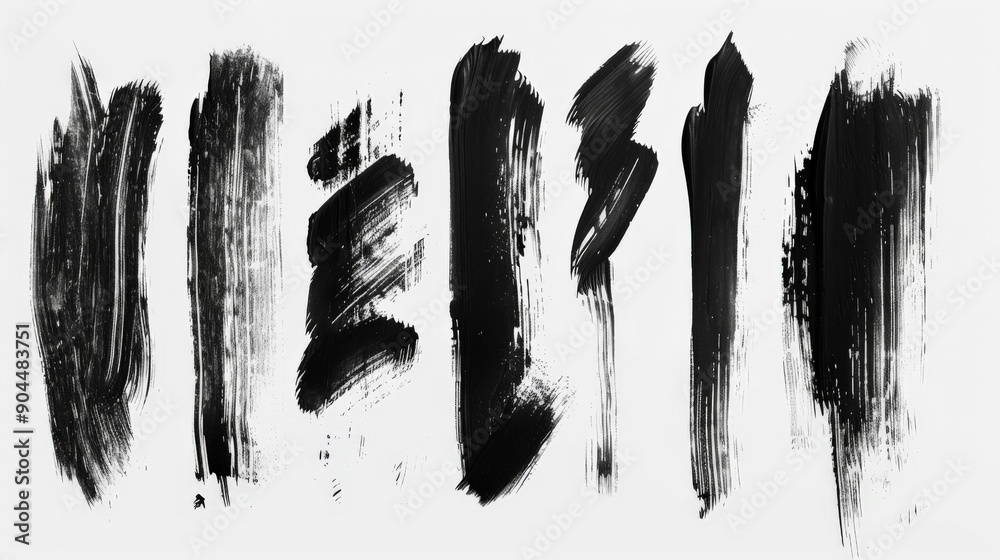 Aufkleber in this image, textured black brush strokes create abstract forms on a white background, showcasing 