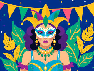 Woman in colorful carnival attire