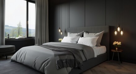 Modern Bedroom Interior With Cozy Bedding and Natural Light