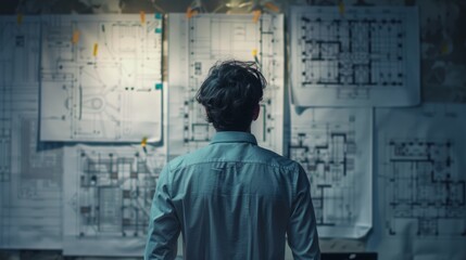 Architect flat background generative ai