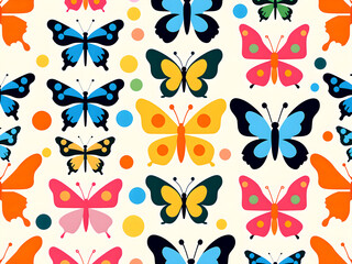 Colorful butterflies and dots