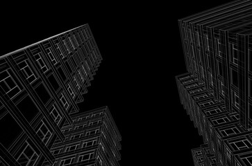 Architectural sketch of a buildings 3d rendering 