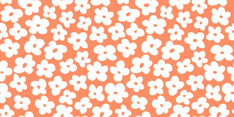 Seamless pattern with abstract floral print. Bloom silhouette on a simple ornament.Vector graphics.