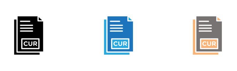 CUR File Document Icon outline collection or set  in black and white