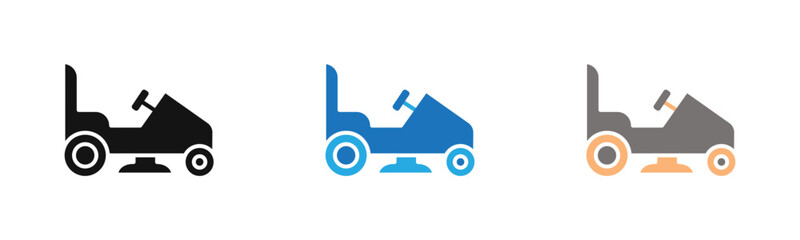 Lawn mower icon outline collection or set  in black and white