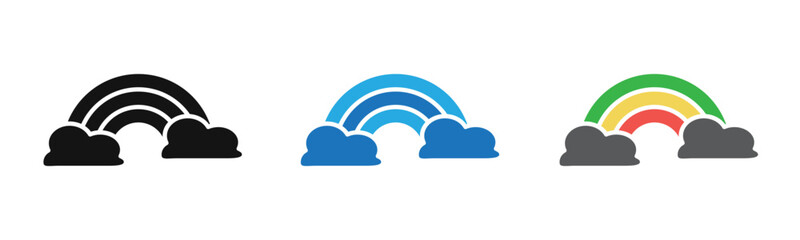 Rainbow icon outline collection or set  in black and white