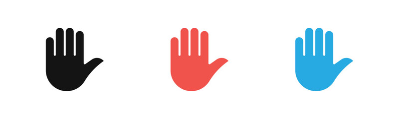 Raised Hand icon outline collection or set  in black and white