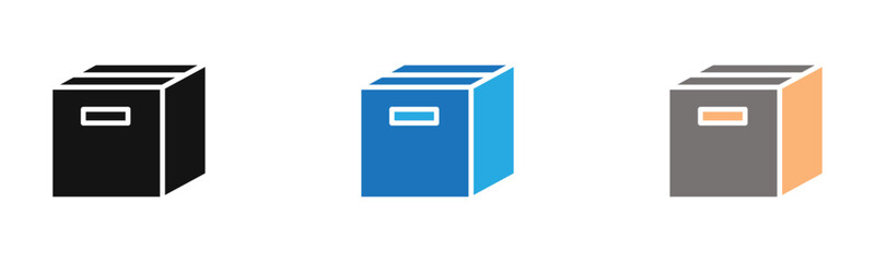 Box icon outline collection or set  in black and white