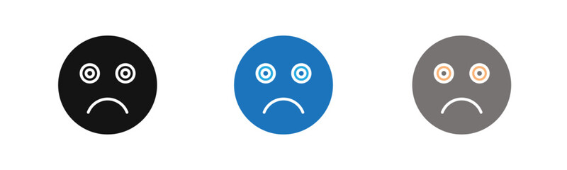 sad icon outline collection or set  in black and white