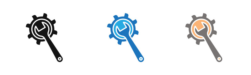 mechanic settings icon outline collection or set  in black and white