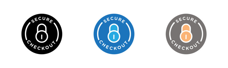 secure checkout icon outline collection or set  in black and white