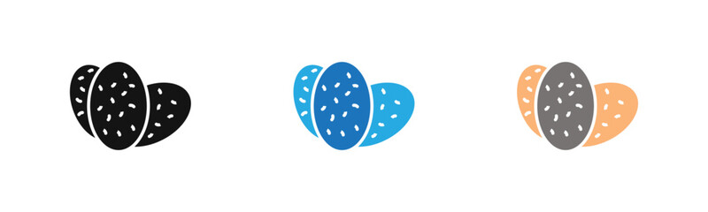 shaobing icon outline collection or set  in black and white