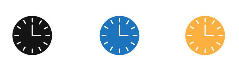Clock icon outline collection or set  in black and white