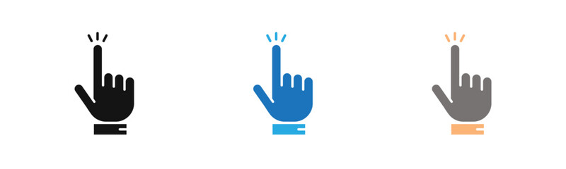 Hand clicking icon outline collection or set  in black and white