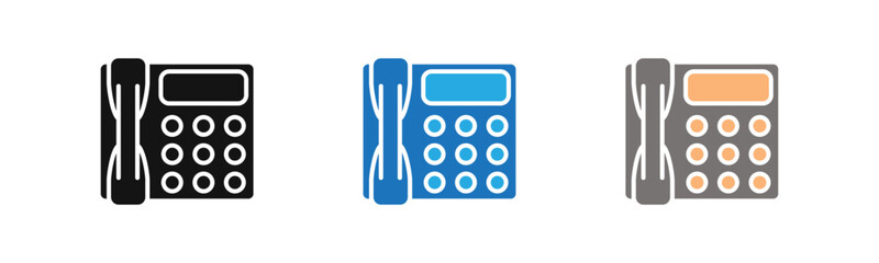 Office Phone icon outline collection or set  in black and white