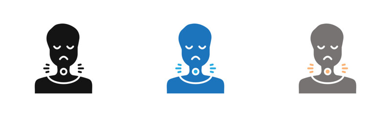 Sore throat icon outline collection or set  in black and white