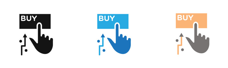 stock buy icon outline collection or set  in black and white