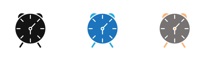 time clock watch icon outline collection or set  in black and white